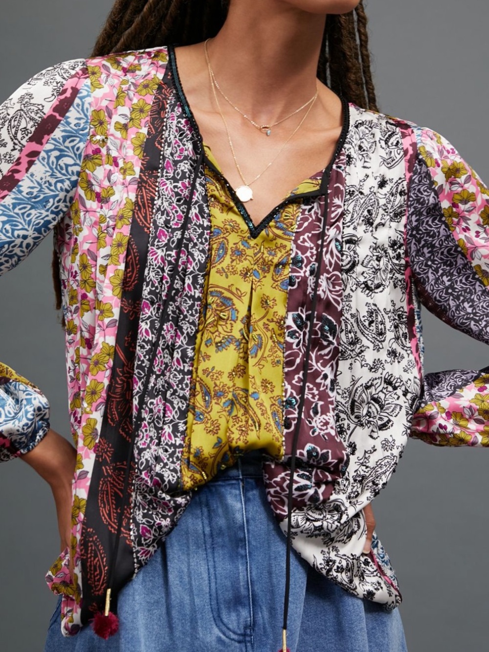 Anthropologie Corinne Embellished Peasant Blouse